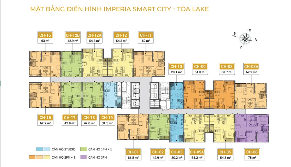 Mặt bằng tòa the Lake Imperia Smart City